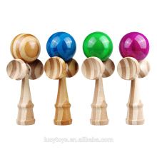 Profesional bamboo Kendama toys with translucent Green BLUE RED ball